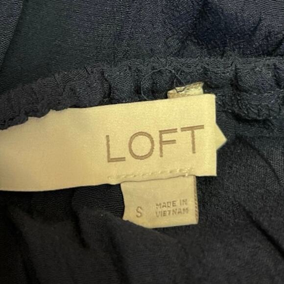 Ann Taylor LOFT Blue Sleeveless Ruffle Smocked Wide Leg Romper Jumpsuit Size S - Picture 6 of 7